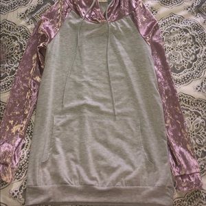 NWT blush pink velvet and gray hoodie. Super soft!